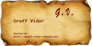 Greff Vidor névjegykártya